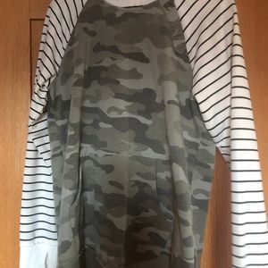 Maurice’s camo and striped sweatshirt